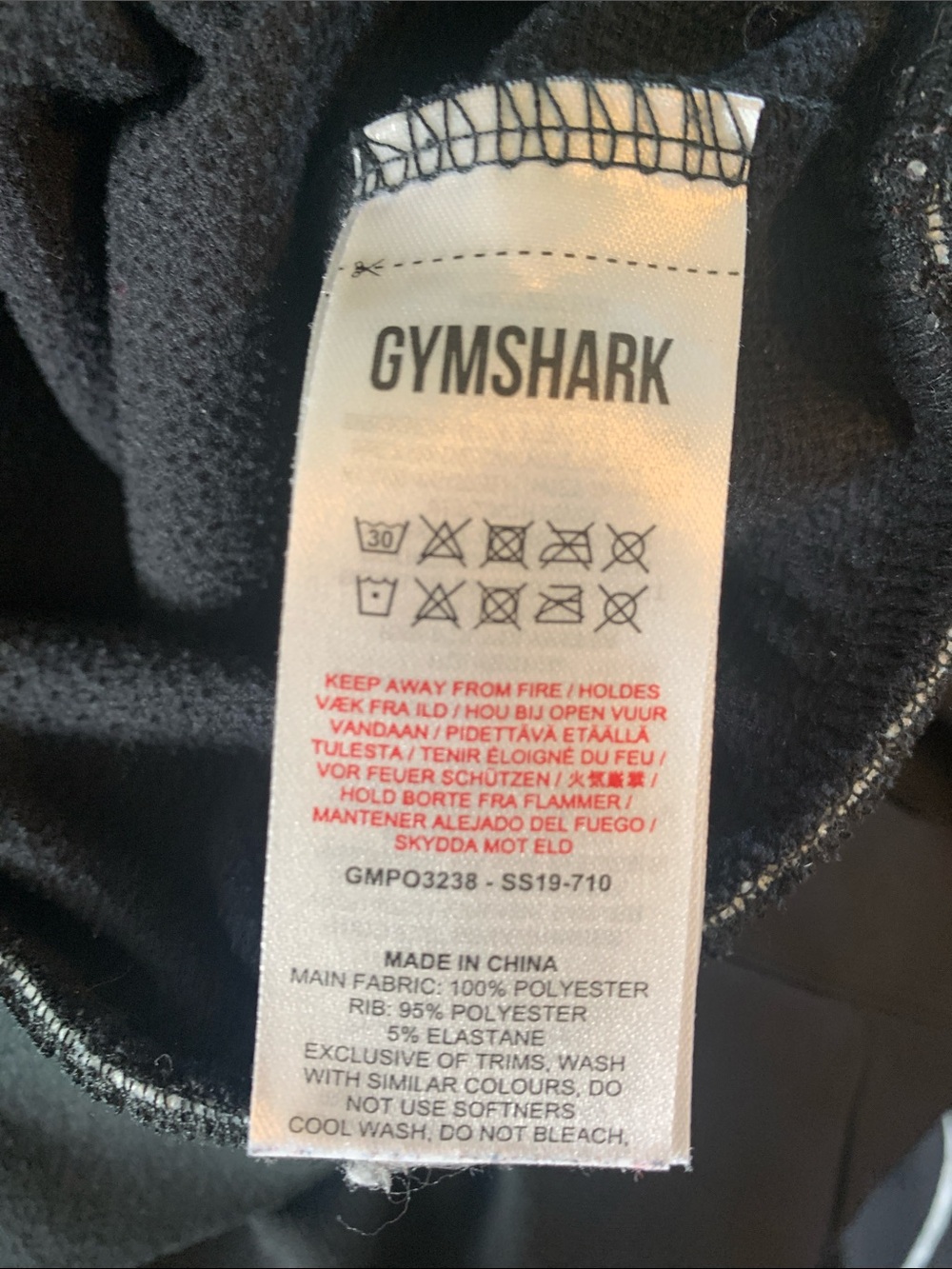 Gymshark Black Hoodie with White Trim - Picture 8 of 8